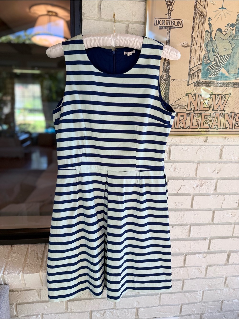 GAP Navy and White Striped Sleeveless Romper Dress